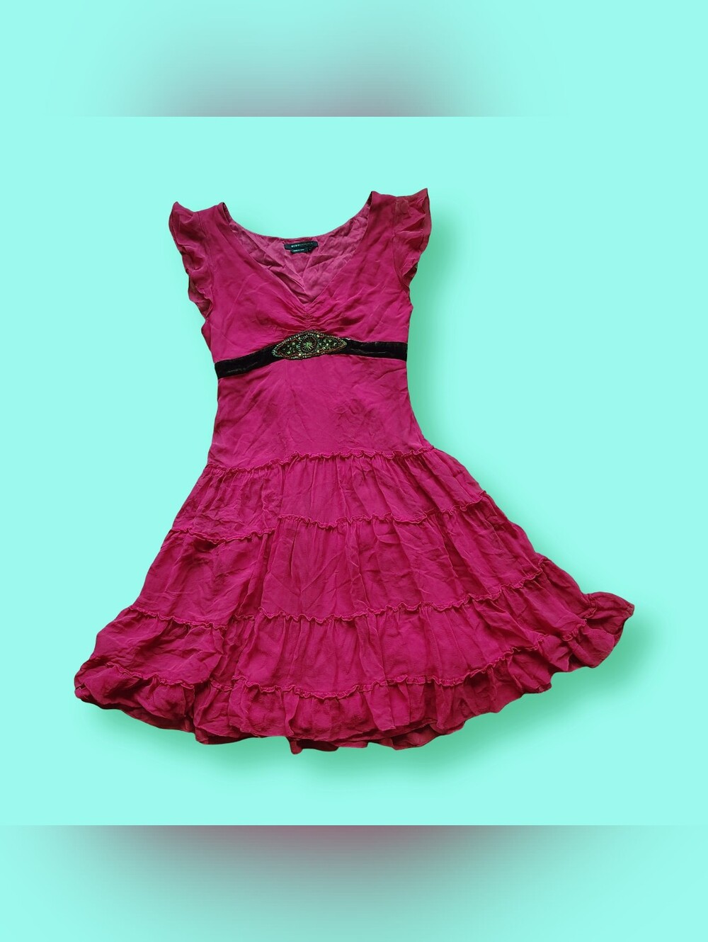 BCBG Maxazria Red Silk Dress Sz Small Chiffon Fairy Whimsigoth Fairycore Y2K Vtg